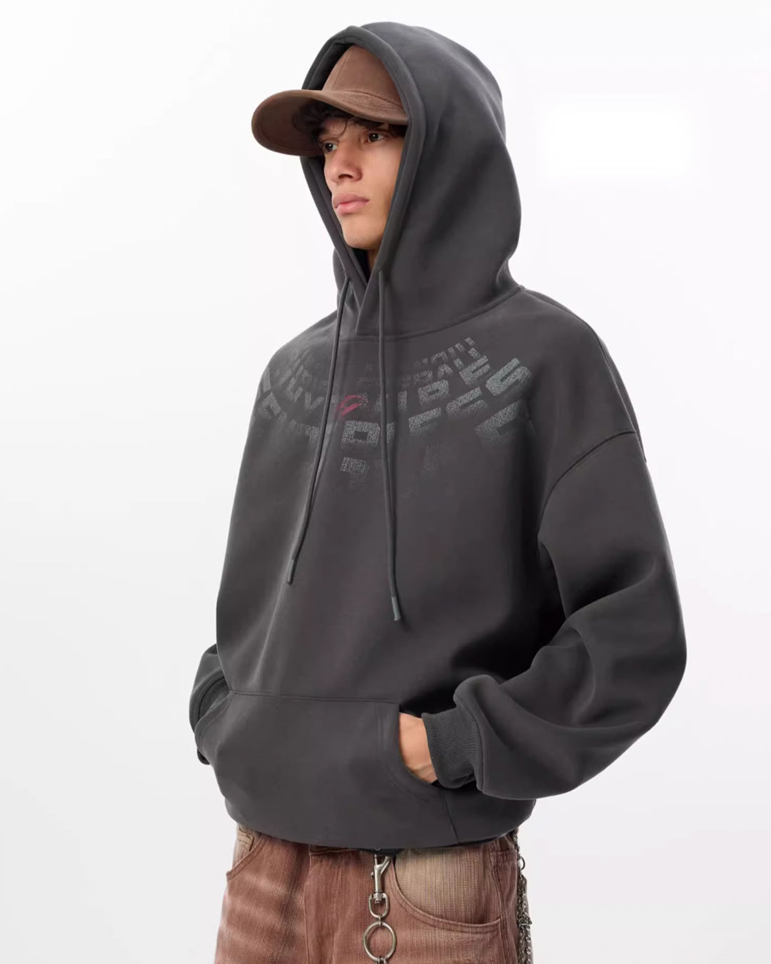 JHYQ Arched Letters Logo Printed Hoodie | Face 3 Face