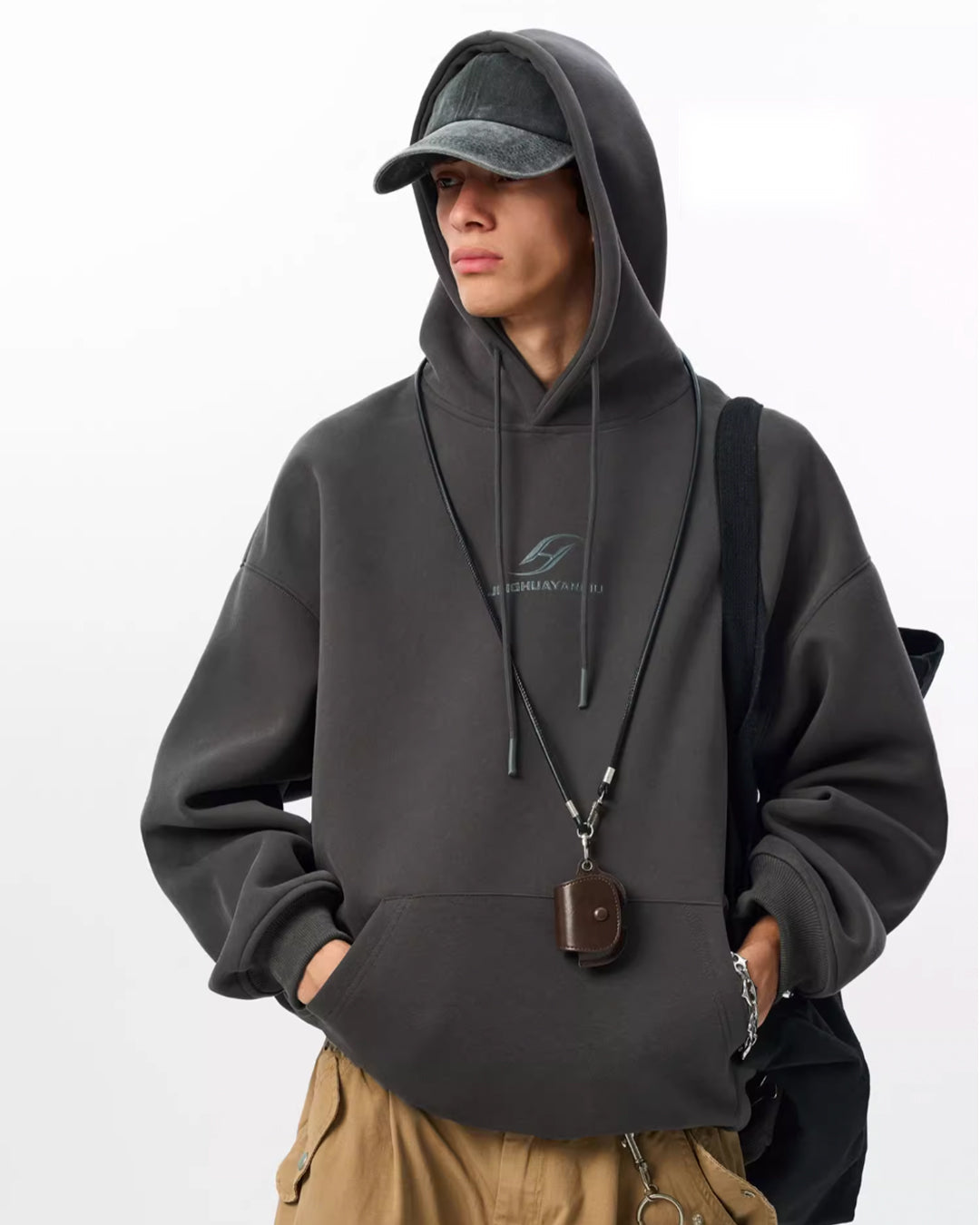 JHYQ Basic Paint Logo Printed Hoodie | Face 3 Face