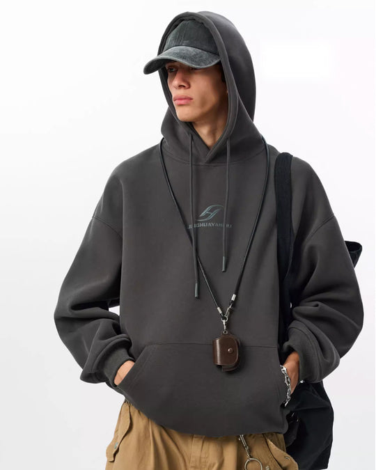 JHYQ Basic Paint Logo Printed Hoodie | Face 3 Face