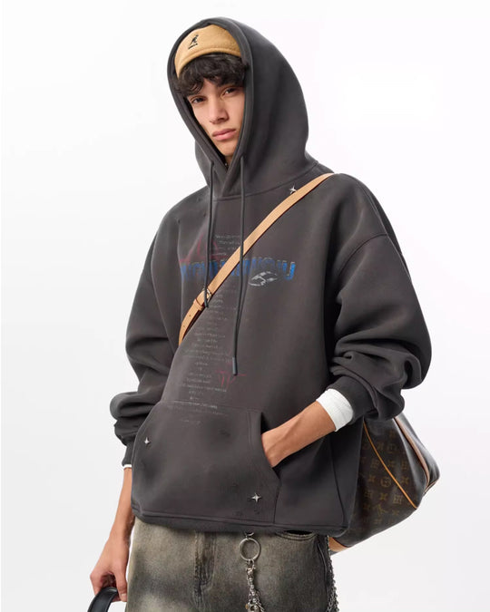 JHYQ Star Rivets and Letter Print Hoodie | Face 3 Face