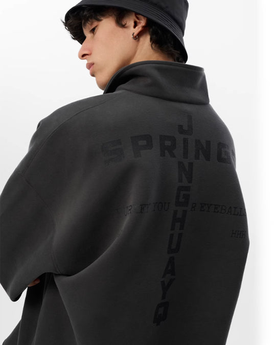 JHYQ Beaded Hem Polo-Collared Cropped Sweatshirt | Face 3 Face