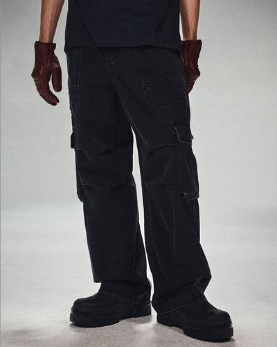 DICETINY Double Pleated Washed Baggy Cargo Pants | Face 3 Face