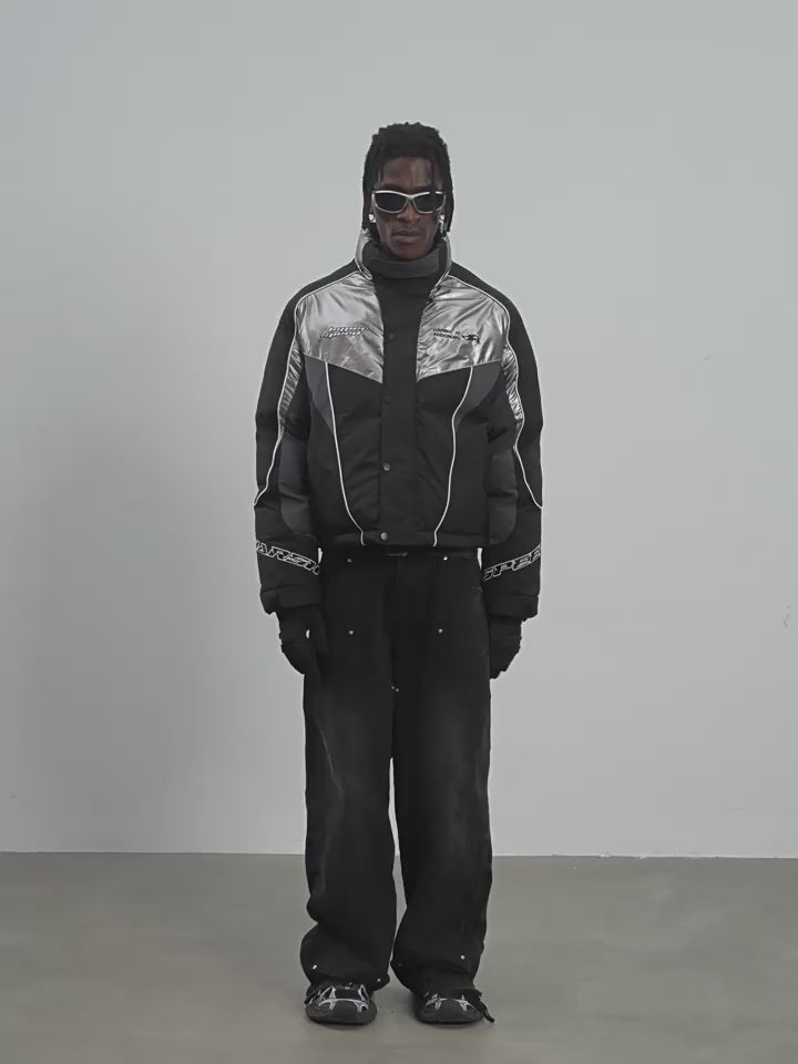 Harsh and Cruel Patchwork Embroidered Racing Down Jacket