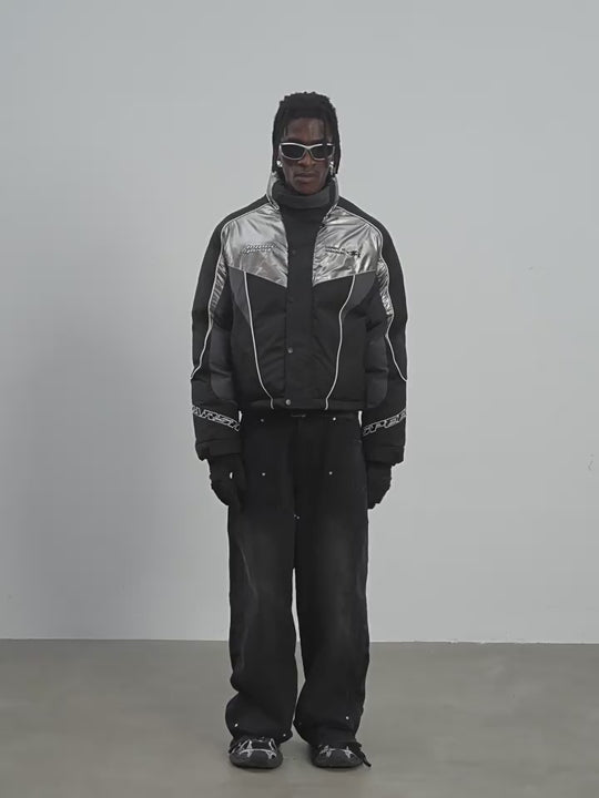 Harsh and Cruel Patchwork Embroidered Racing Down Jacket