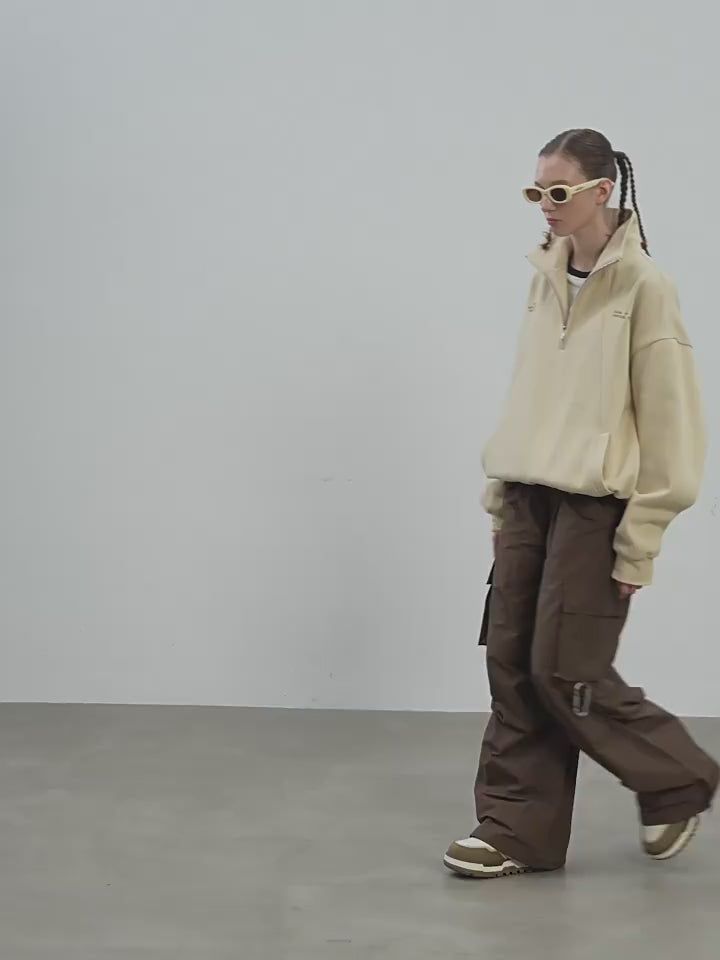 Harsh and Cruel Half Zip Stitched Pullover Sweatshirt