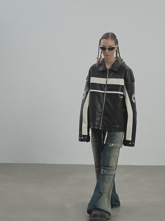 Harsh and Cruel Stitching Leather Motor Jacket