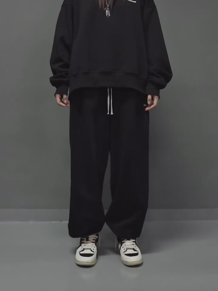 UNDERWATER Washed Basic Logo Embroidered Sweatpants