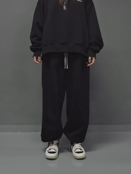 UNDERWATER Washed Basic Logo Embroidered Sweatpants