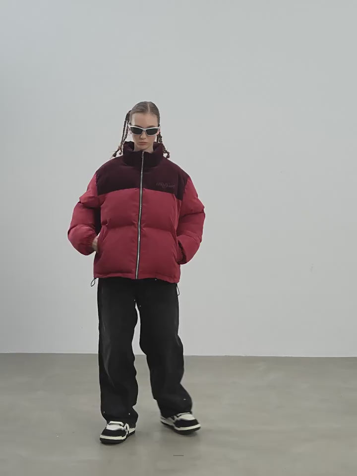 Harsh and Cruel Stitched Corduroy Embroidered logo Down Jacket