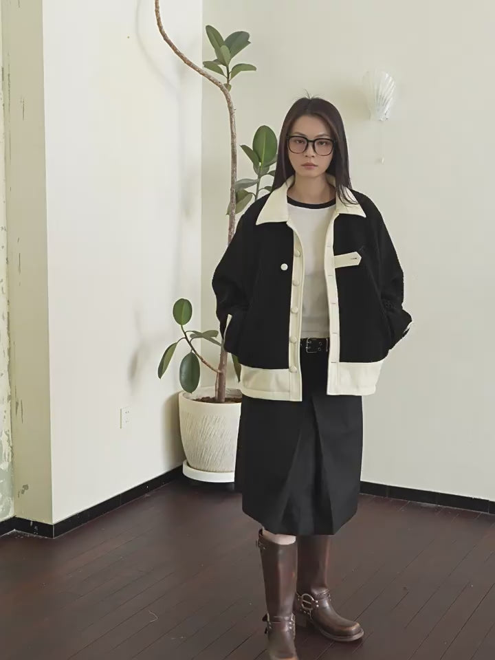 Harsh and Cruel PU Leather Stitched Sherpa Jacket