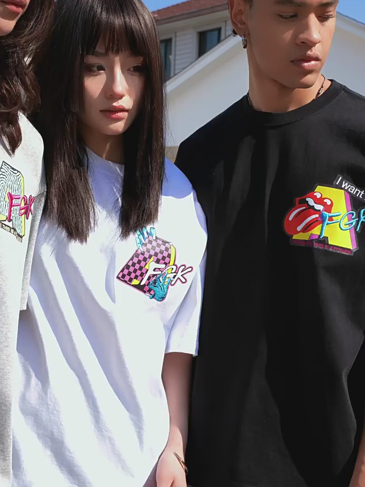 AFGK Spoof Embroidery Logo Print Tee