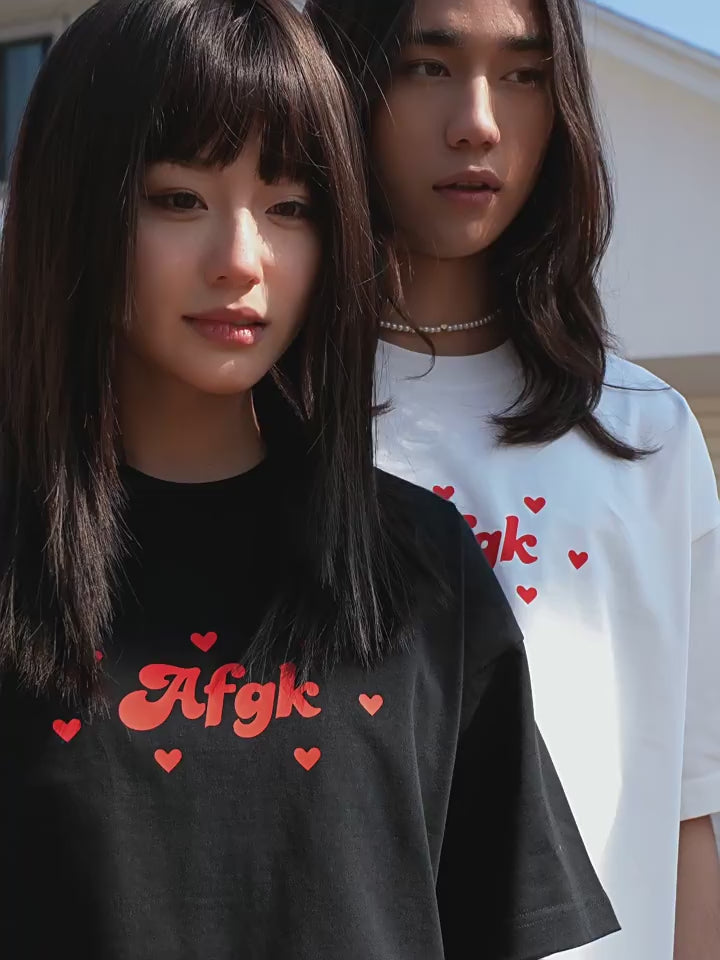 AFGK Love Heart Scattered Confession Slogan Printed Tee