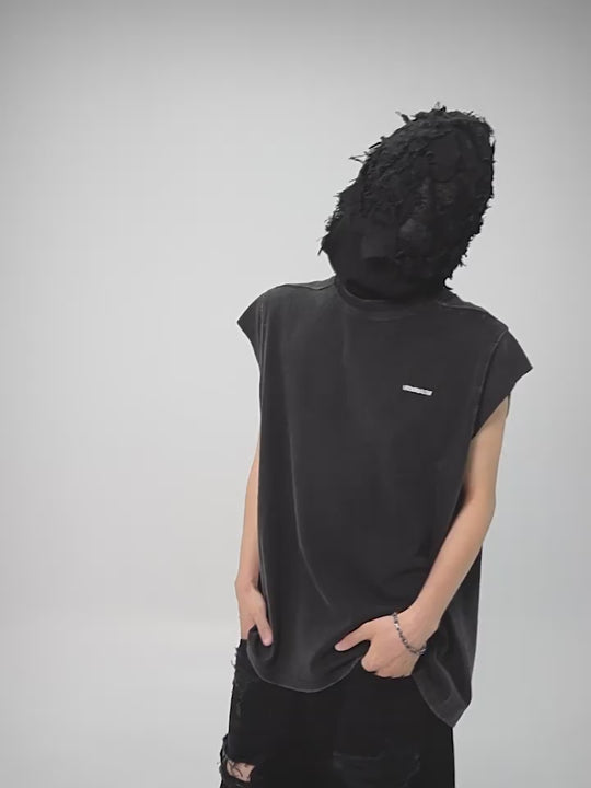 UNDERWATER Deconstructed Hand Damaged Sleeveless Tee Tank Top