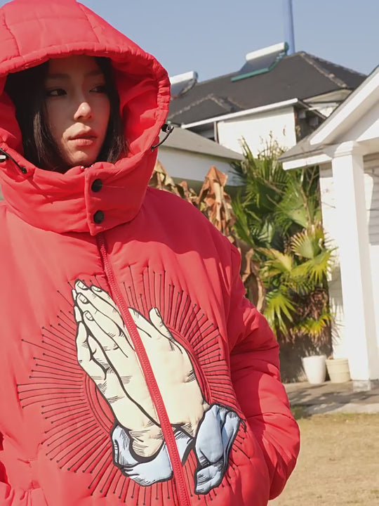 AFGK Prayer Logo Embroidery Gesture Printed Jacket