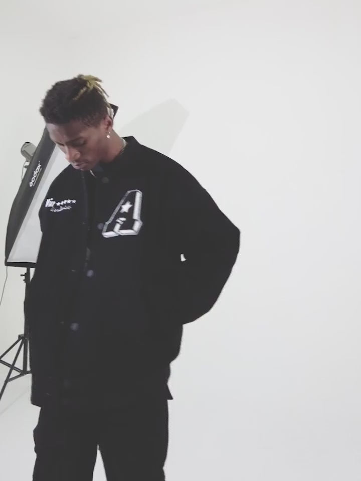 ANTIDOTE 90210 Embroidered Corduroy Varsity Jacket | Face 3 Face