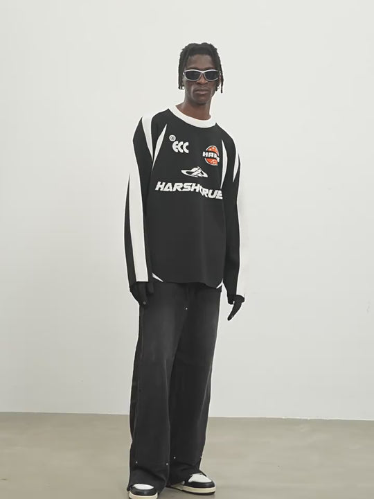 Harsh and Cruel Contrast Splicing Jersey Knit Sweater