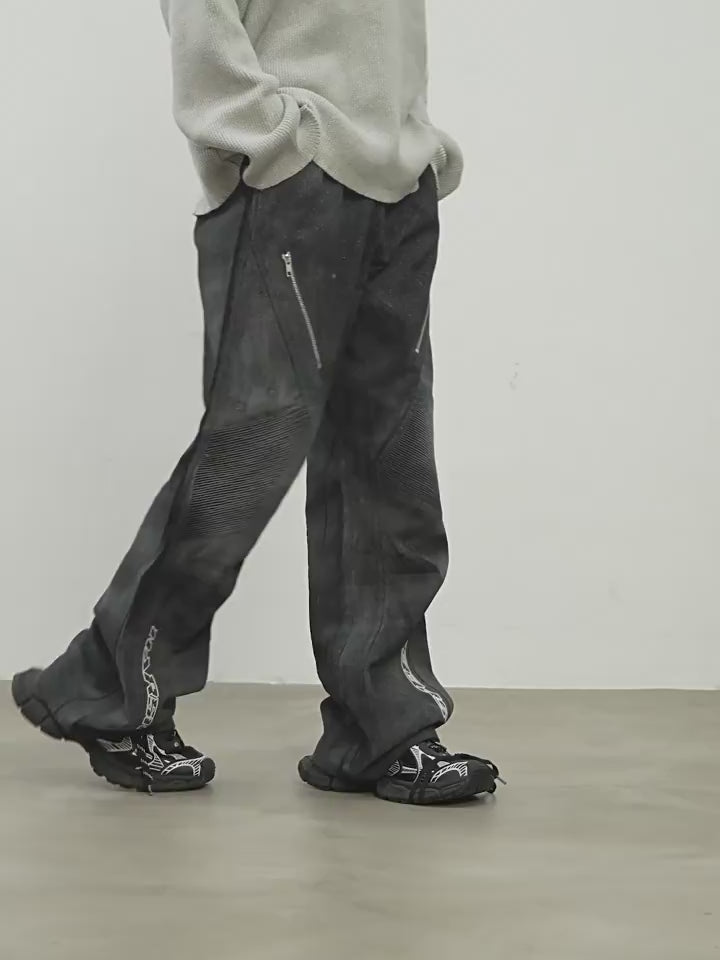 Harsh and Cruel Racing Embroidered Patchwork Trousers