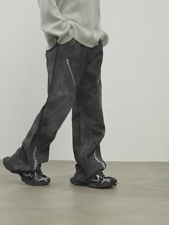 Harsh and Cruel Racing Embroidered Patchwork Trousers