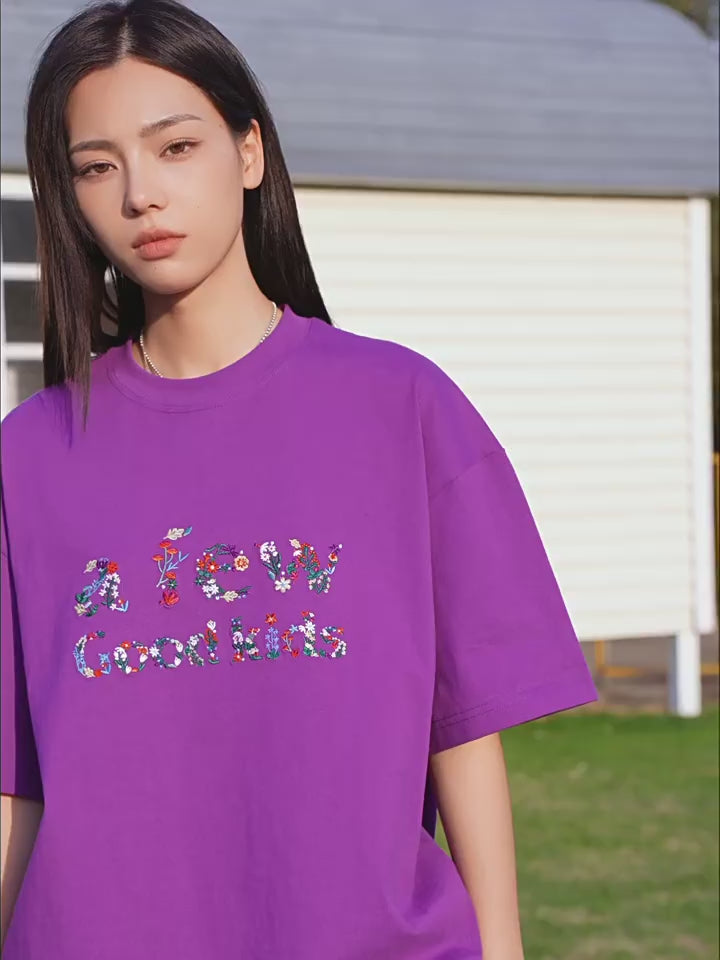 AFGK Floral Letter Embroidery Tee