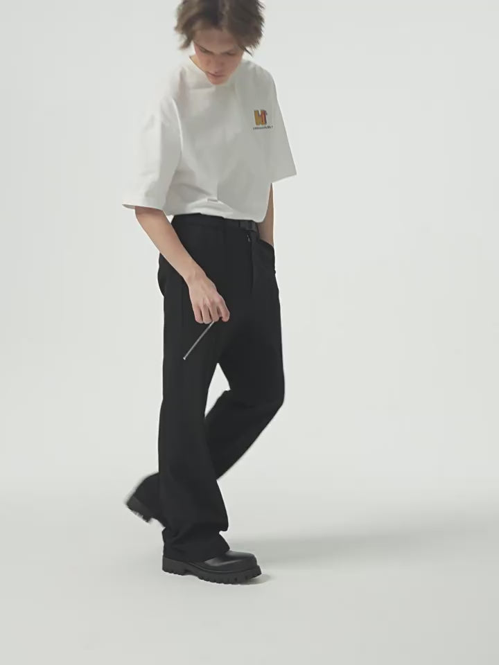 Harsh and Cruel Zipper Boot Cut Buckle Pants