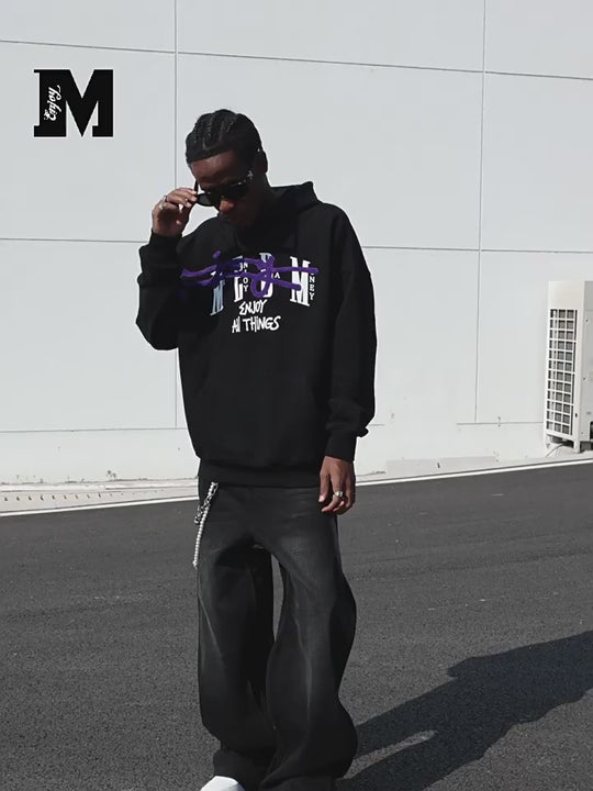 MEDM Logo Embroidered Print Hoodie