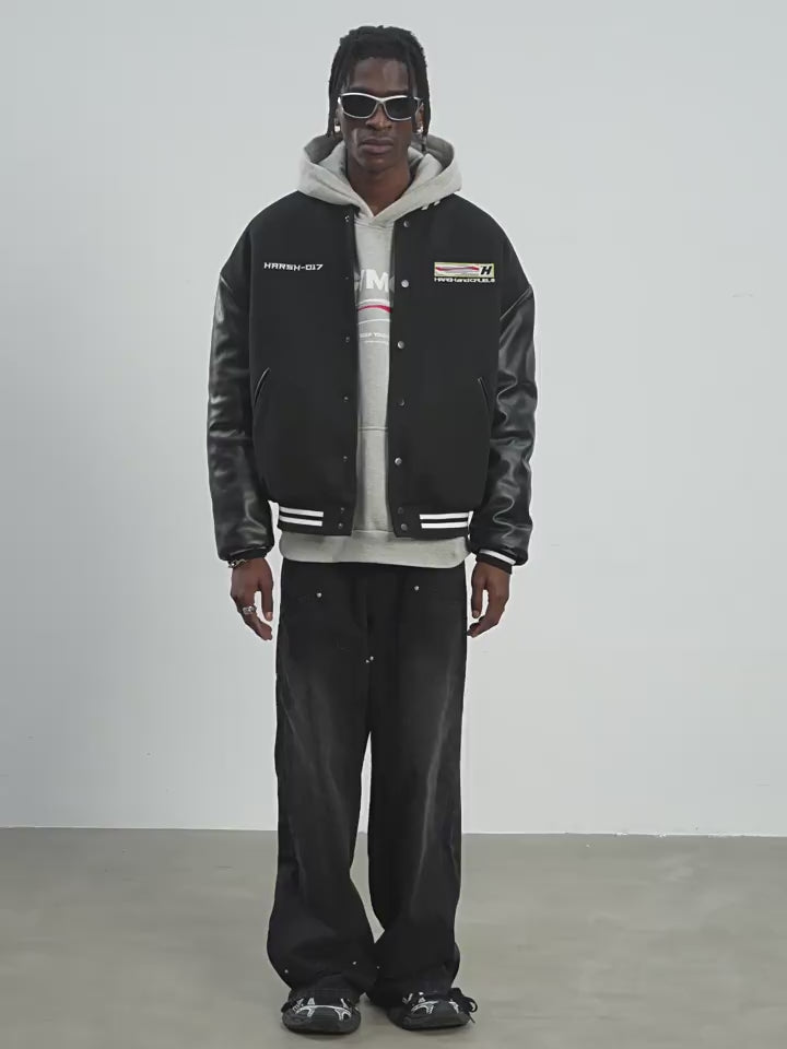 Harsh and Cruel Voice Down Embroidered Varsity Jacket