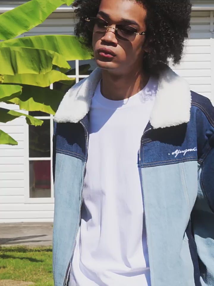 AFGK Patchwork Color Blocking Denim Jacket