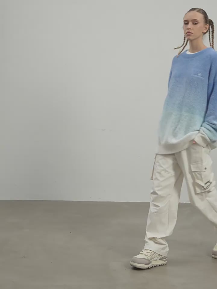 Harsh and Cruel Embroidered Logo Gradient Knit Sweater