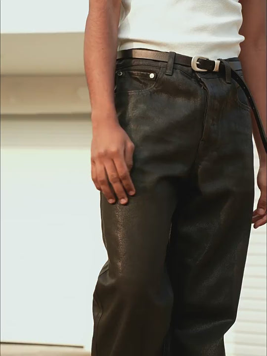 AFGK Brushed Wax Slim Straight Pants