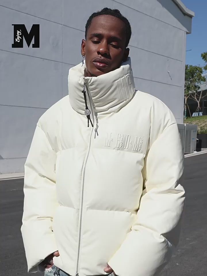 MEDM Embossed Leather Down Jacket