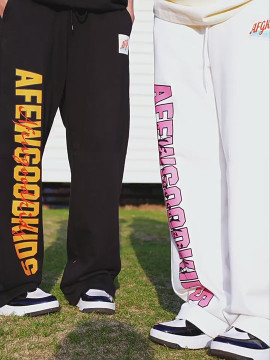 AFGK Double Row Letter Printed Sweat Pants