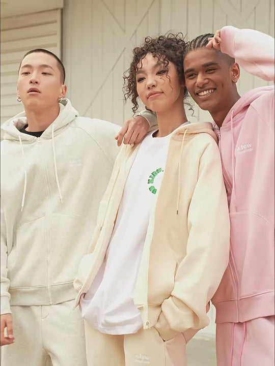 AFGK Basic Small Logo Embroidery Zipper Hoodie