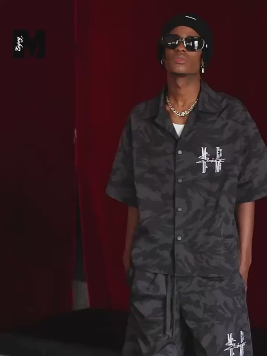 MEDM Nylon Camouflage Full Print Short Sleeved Shirt