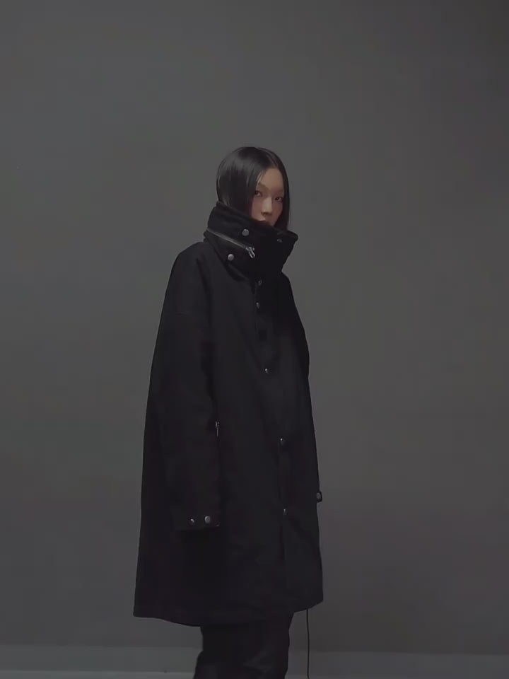 UNDERWATER Washed & Aged Zipper Hooded M51 Fishtail Trench Coat Jacket