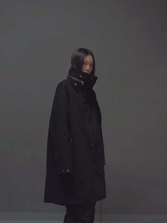 UNDERWATER Washed & Aged Zipper Hooded M51 Fishtail Trench Coat Jacket