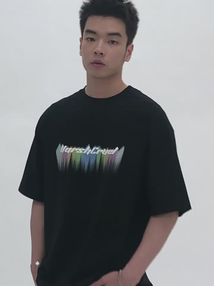 Harsh and Cruel Dripping Rainbow Logo Tee
