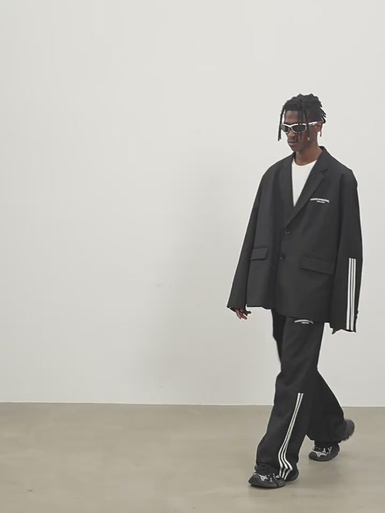 Harsh and Cruel Patchwork Striped Suit Jacket