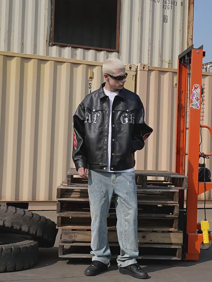 AFGK Rhinestone All Leather Jacket