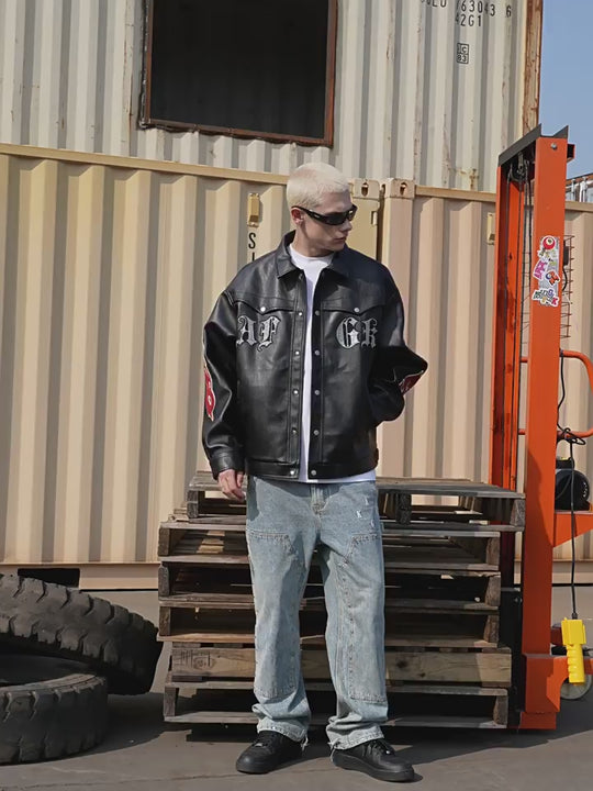 AFGK Rhinestone All Leather Jacket