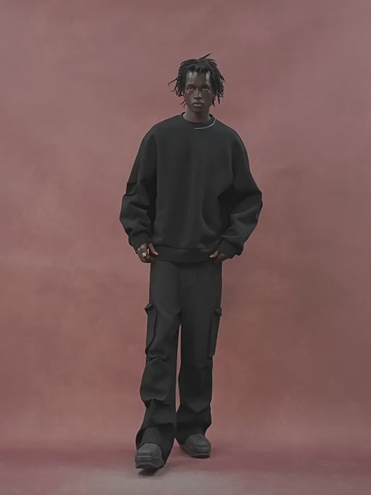 YADcrew 350G Heavyweight Around Zipper Pleated Sweatshirt