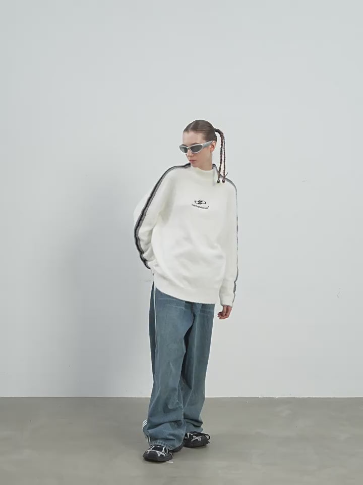 Harsh and Cruel Striped Mohair Logo Knit Sweater