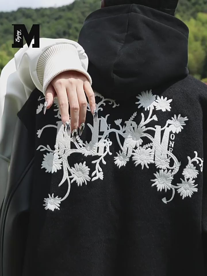 MEDM Daisy Embroidery Varsity Jacket