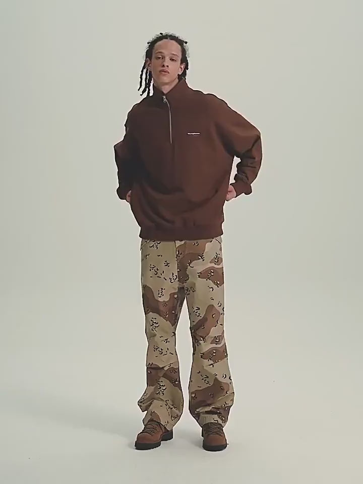 Wassup House Half Zipper Logo Sweatshirt