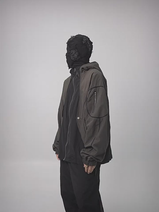 UNDERWATER Color Blocking Mesh Patchwork Punching Jacket