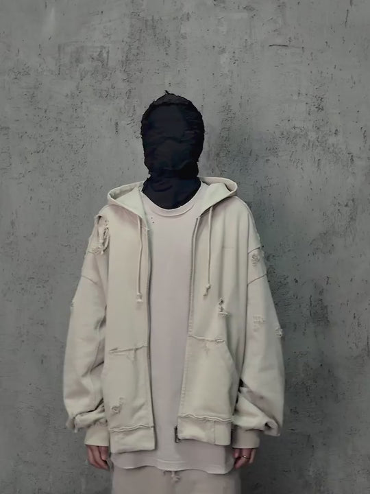 UNDERWATER Wasteland Distressed Zip Up Hoodie