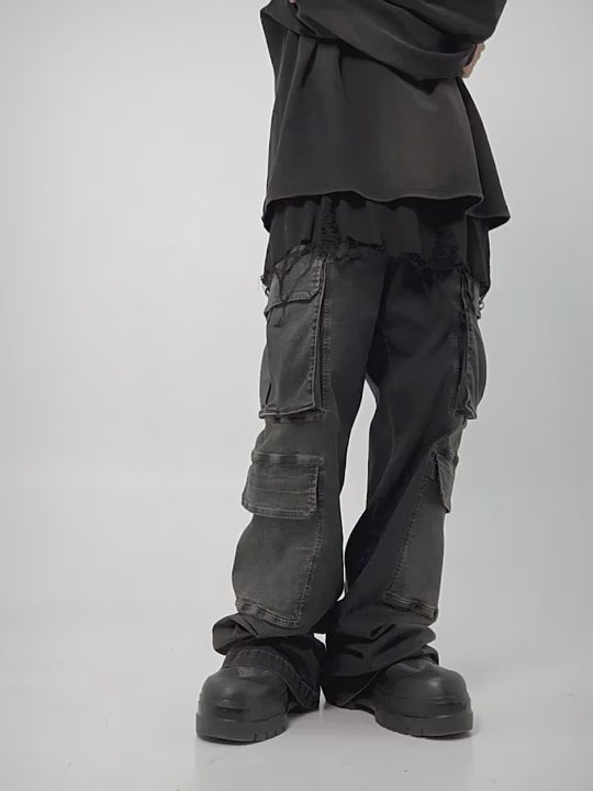 UNDERWATER Gradient Patch Pockets Denim Jeans