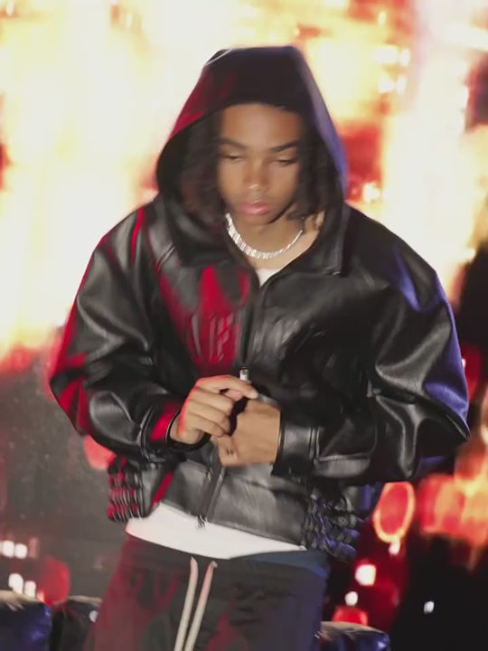 AFGK Hooded Leather Jacket