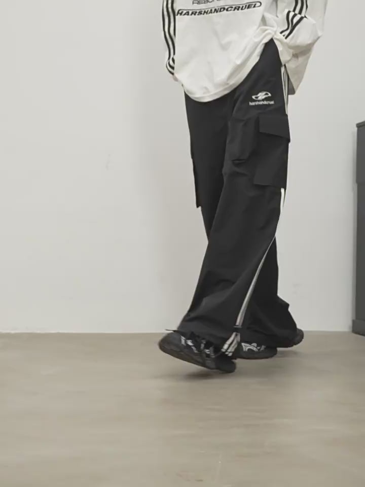 Harsh and Cruel Striped Loose Cargo Trousers