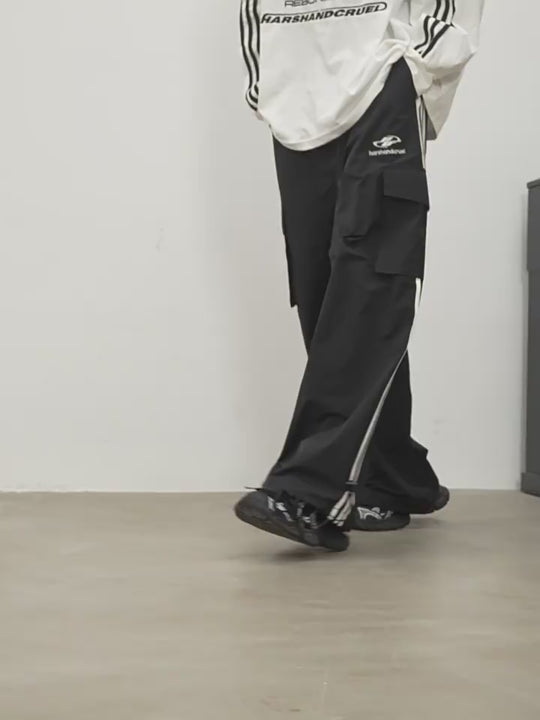Harsh and Cruel Striped Loose Cargo Trousers
