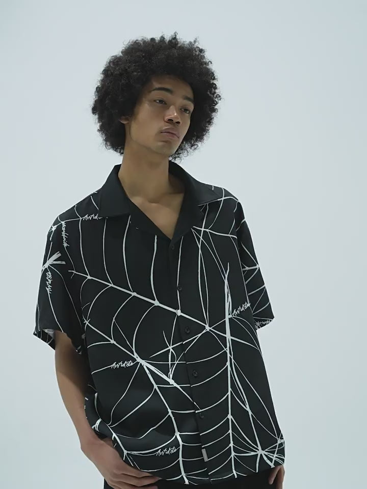 ANTIDOTE Spider Web Print Short Sleeved Shirt